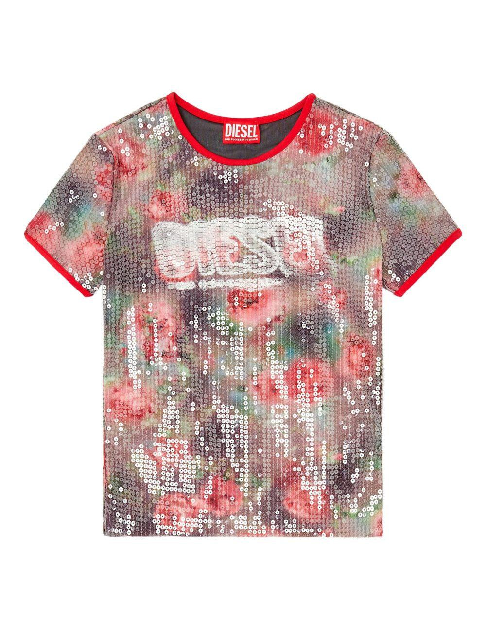 T-shirt con paillettes in multicolore Diesel - donna 