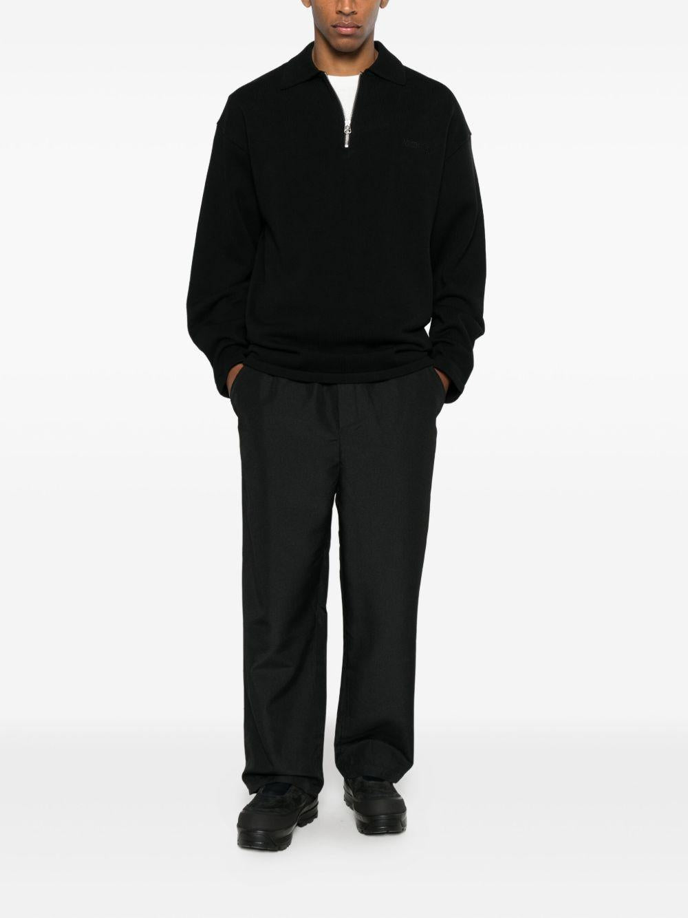 Polo con zip a maniche lunghe in nero Oamc peacemaker - uomo 