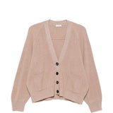 Cardigan a coste con bottoni in beige Brunello cucinelli - donna 