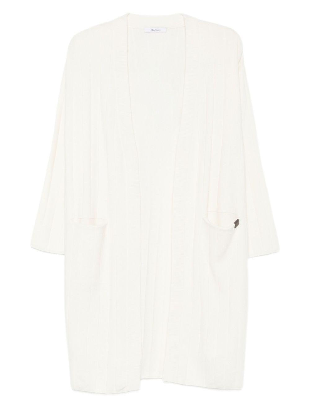 Cardigan lungo in filato di cachemire giusto in bianco Maxmara - donna 