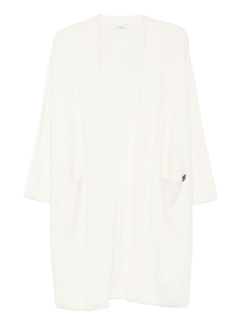 Cardigan lungo in filato di cachemire giusto in bianco Maxmara - donna 