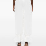 Pantaloni plissé con volant in bainco Rowen rose - donna 