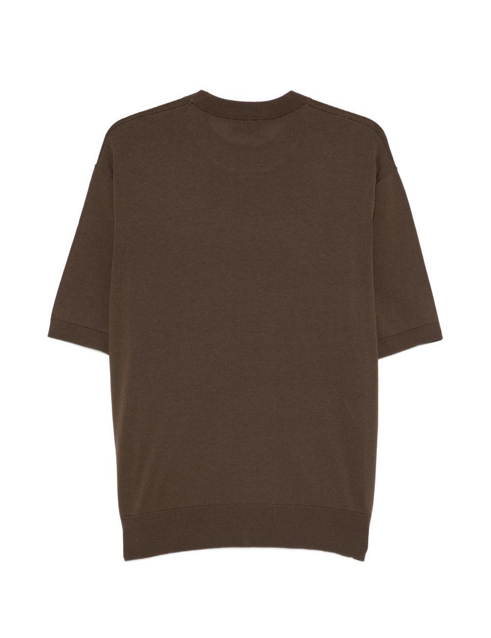 T-shirt girocollo con logo ricamato in marrone Laneus - uomo 