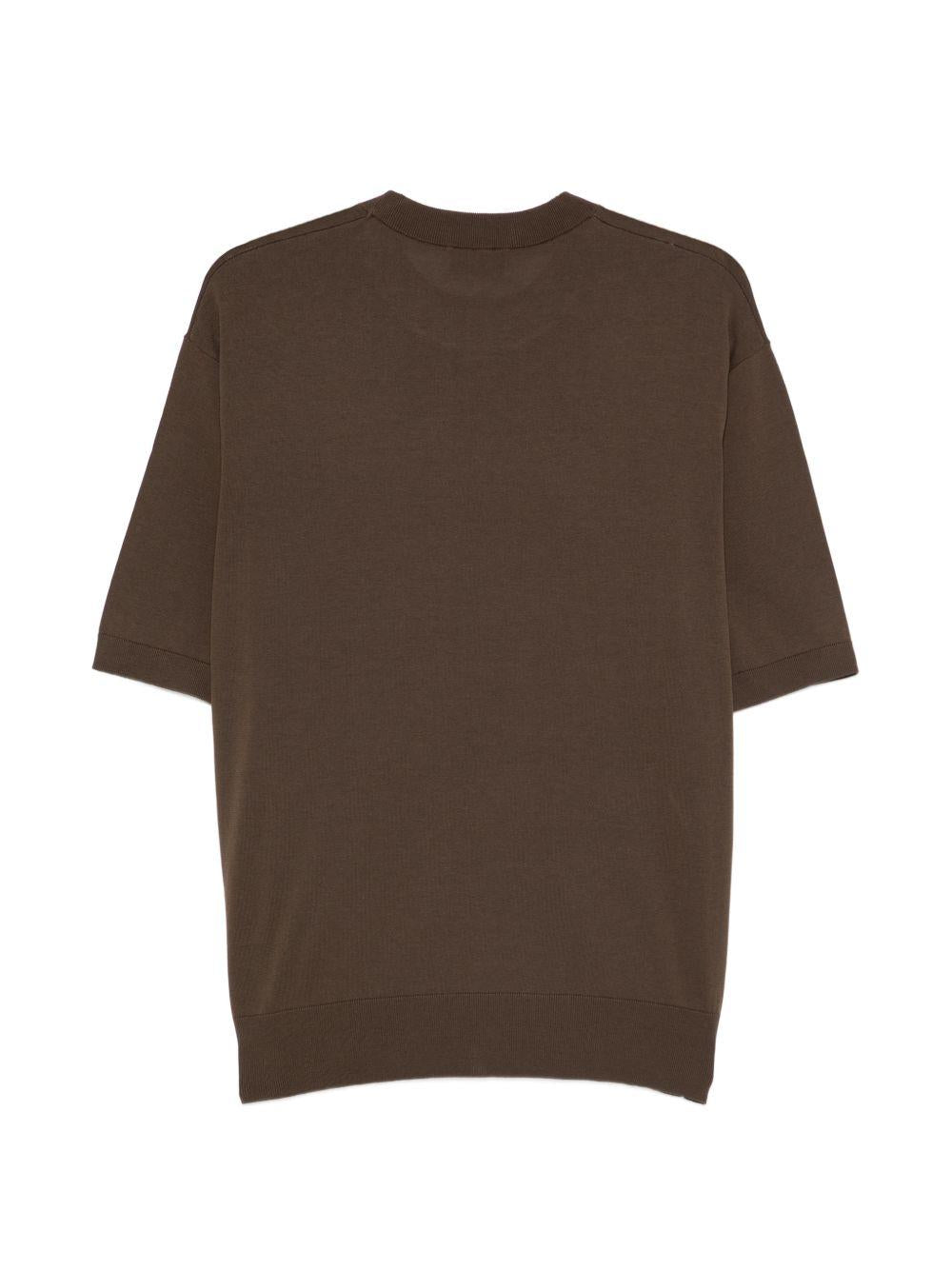 T-shirt girocollo con logo ricamato in marrone Laneus - uomo 
