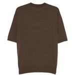 T-shirt girocollo con logo ricamato in marrone Laneus - uomo 