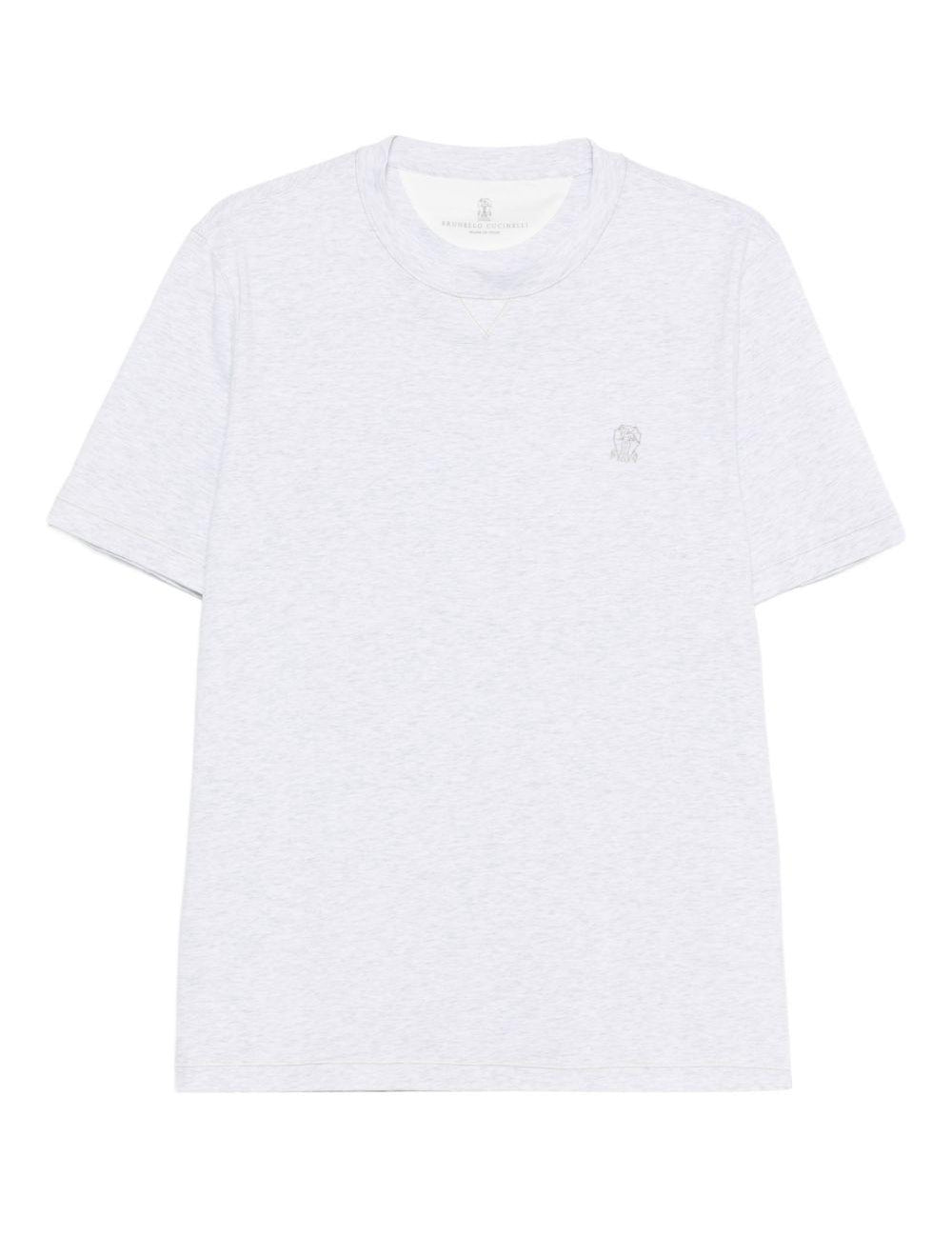 T-shirt con logo a girocollo in bianco Brunello cucinelli - uomo 