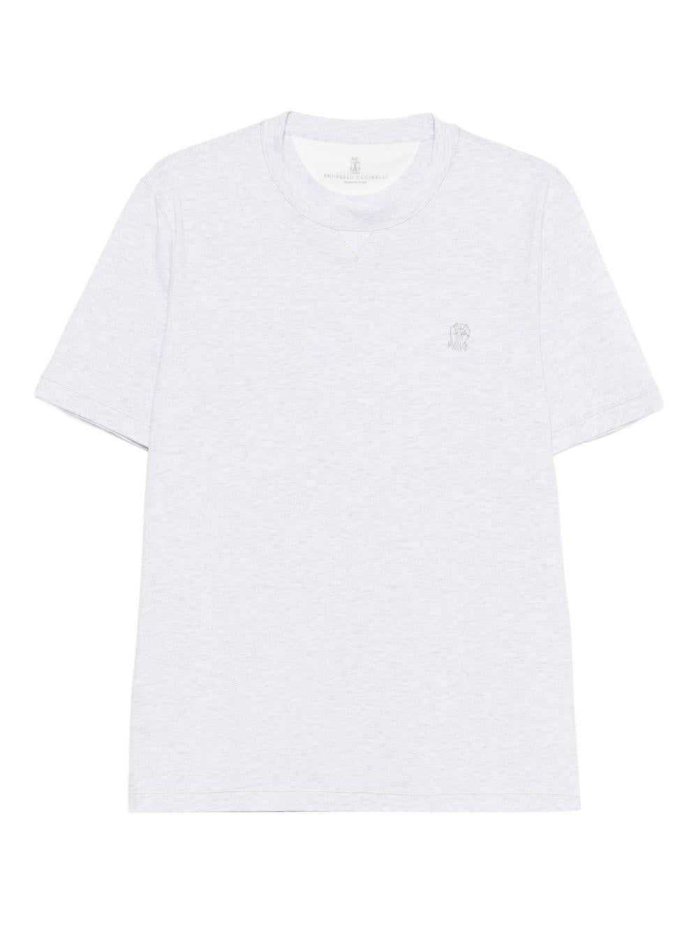T-shirt con logo a girocollo in bianco Brunello cucinelli - uomo 