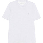 T-shirt con logo a girocollo in bianco Brunello cucinelli - uomo 