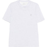 T-shirt con logo a girocollo in bianco Brunello cucinelli - uomo 