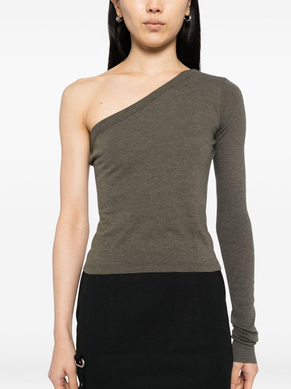 Top monospalla in cotone cropped ziggy in verde Rick owens- donna 