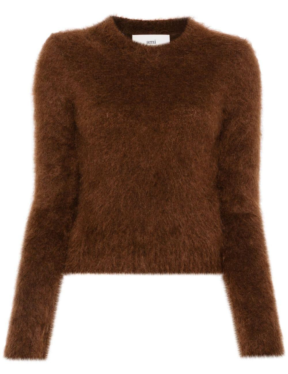Maglione spazzolato in marrone Ami Paris - donna 