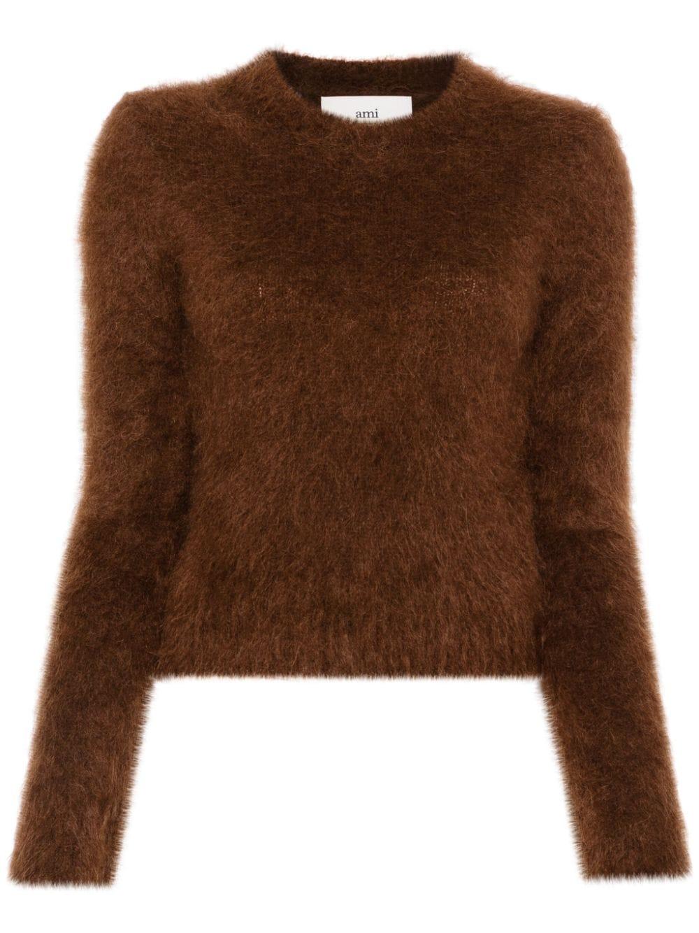 Maglione spazzolato in marrone Ami Paris - donna 