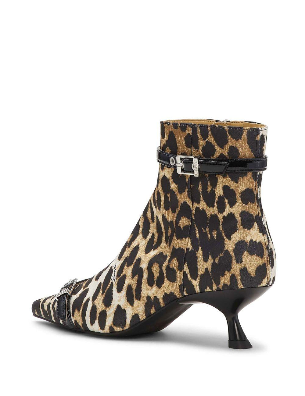 Stivaletti con stampa leopardata in marrone Ganni - donna 