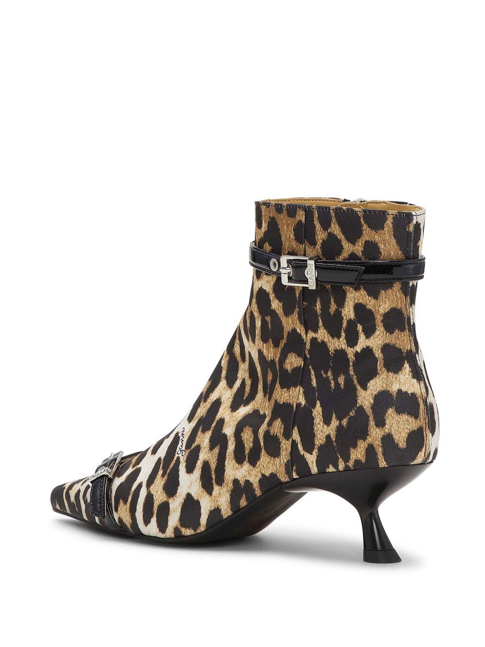 Stivaletti con stampa leopardata in marrone Ganni - donna 
