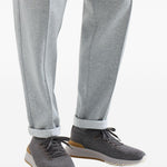 Sneakers in cotone e pelle di vitello in grigio Brunello cucinelli - uomo 