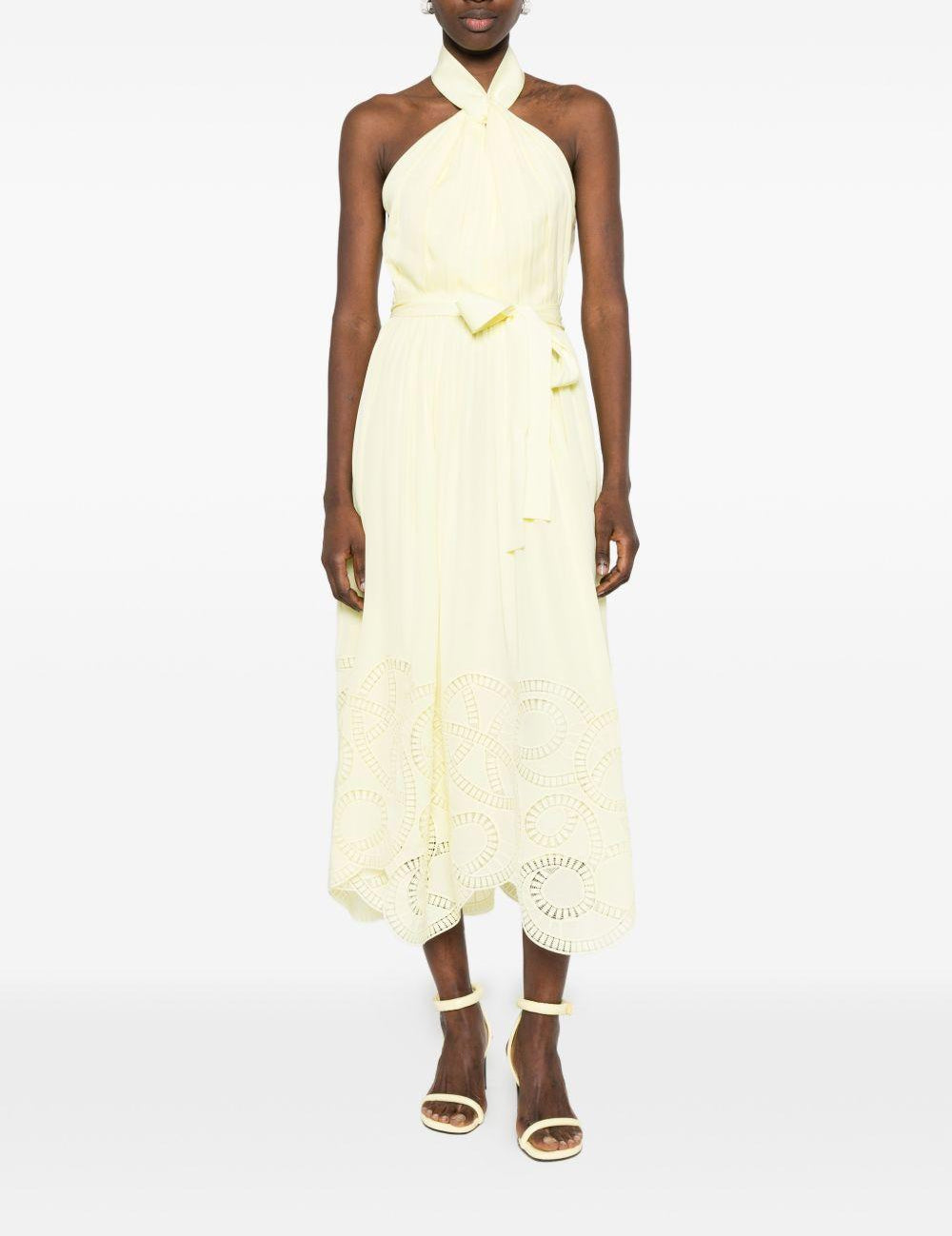 Abito midi con scollo all-americana in giallo Elie saab - donna 