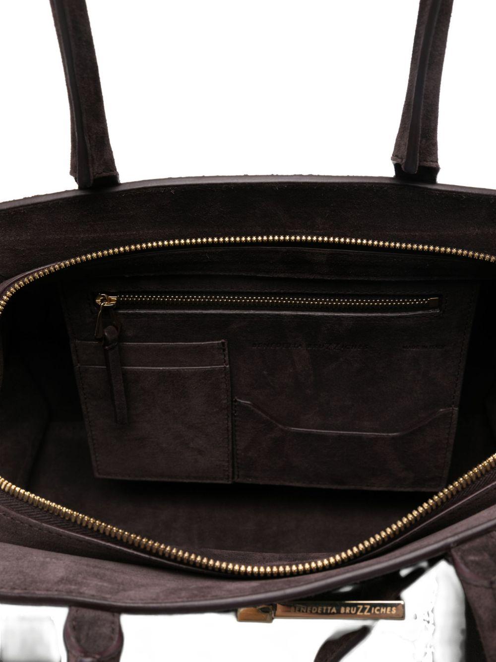 Borsa a spalla in pelle scamosciata marrone Benedetta Bruzziches - donna 