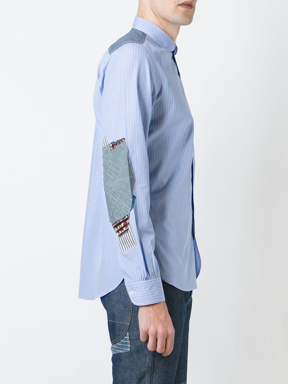 Camicia con dettaglio toppe in azzurro Junya Watanabe MAN - uomo 
