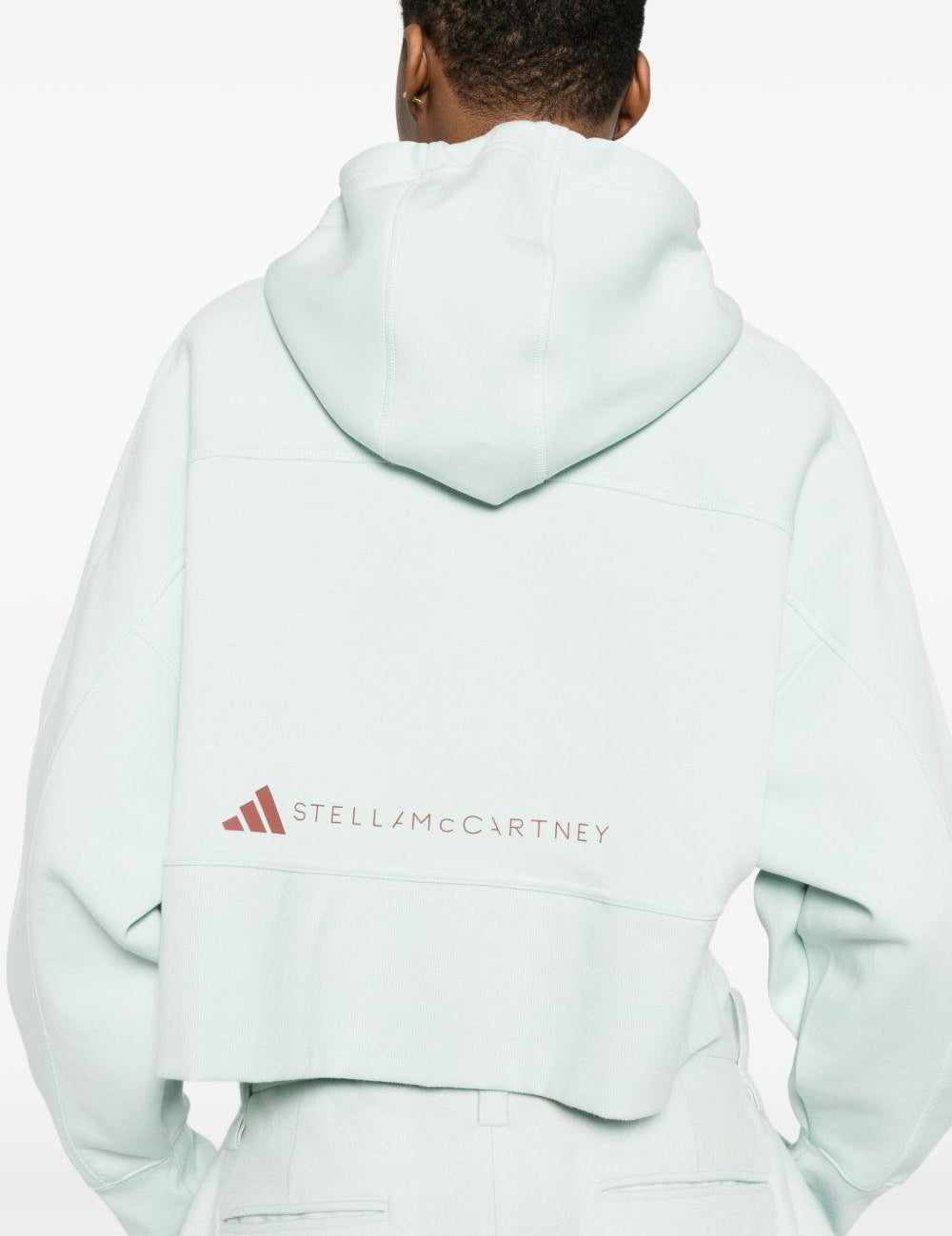 Felpa con stampa logo in verde Adidas by stella mc cartney - donna 