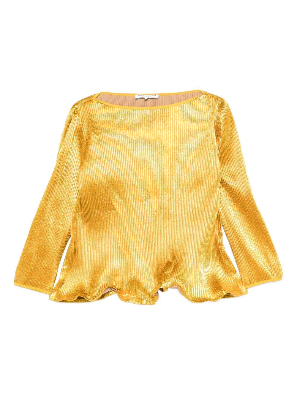 Top plisettato a maniche lunghe in oro Melitta baumeister - donna 