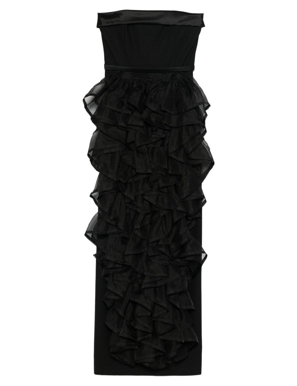 Abito lungo senza spalline con ruches in nero Viktor&rolf - donna 