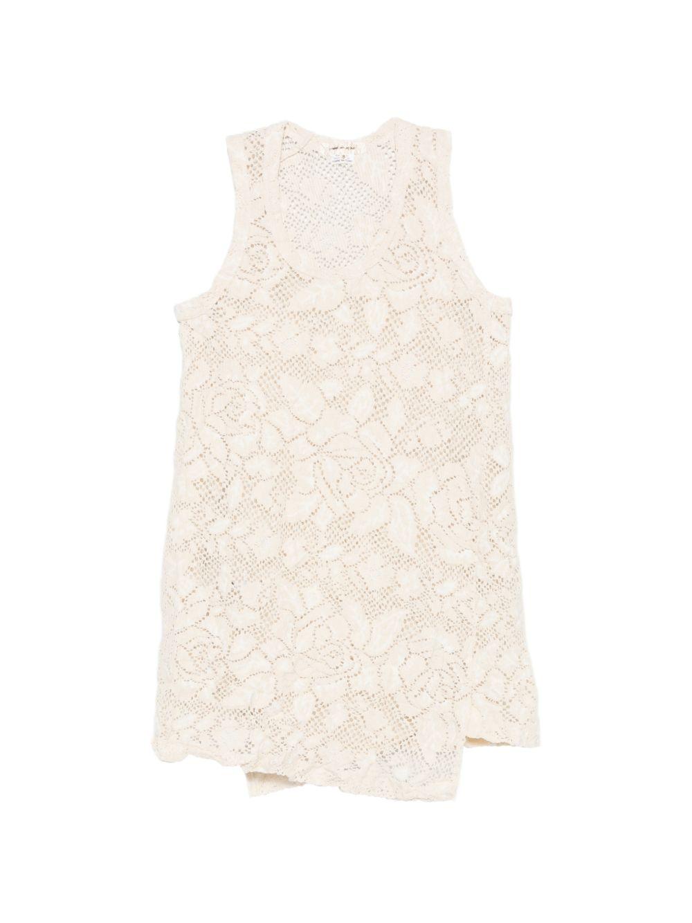 Top con motivo floreale e pizzo in bianco Comme des garcons - donna 