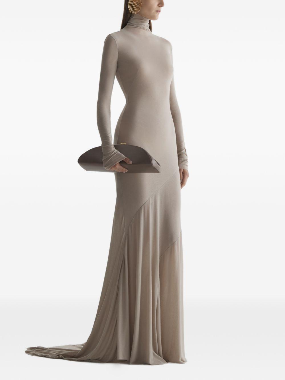 Abito lungo in jersey  a collo alto in beige Mugler - donna 