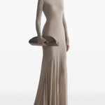 Abito lungo in jersey  a collo alto in beige Mugler - donna 