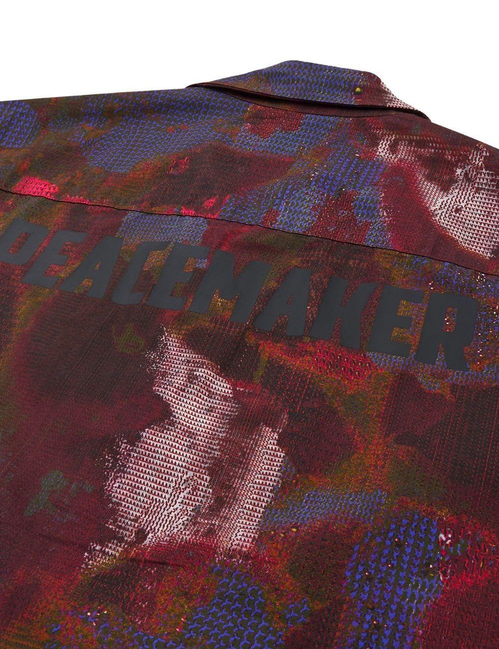 Camicia con stampa all-over in rosso e multicolore Oamc peacemaker - uomo 