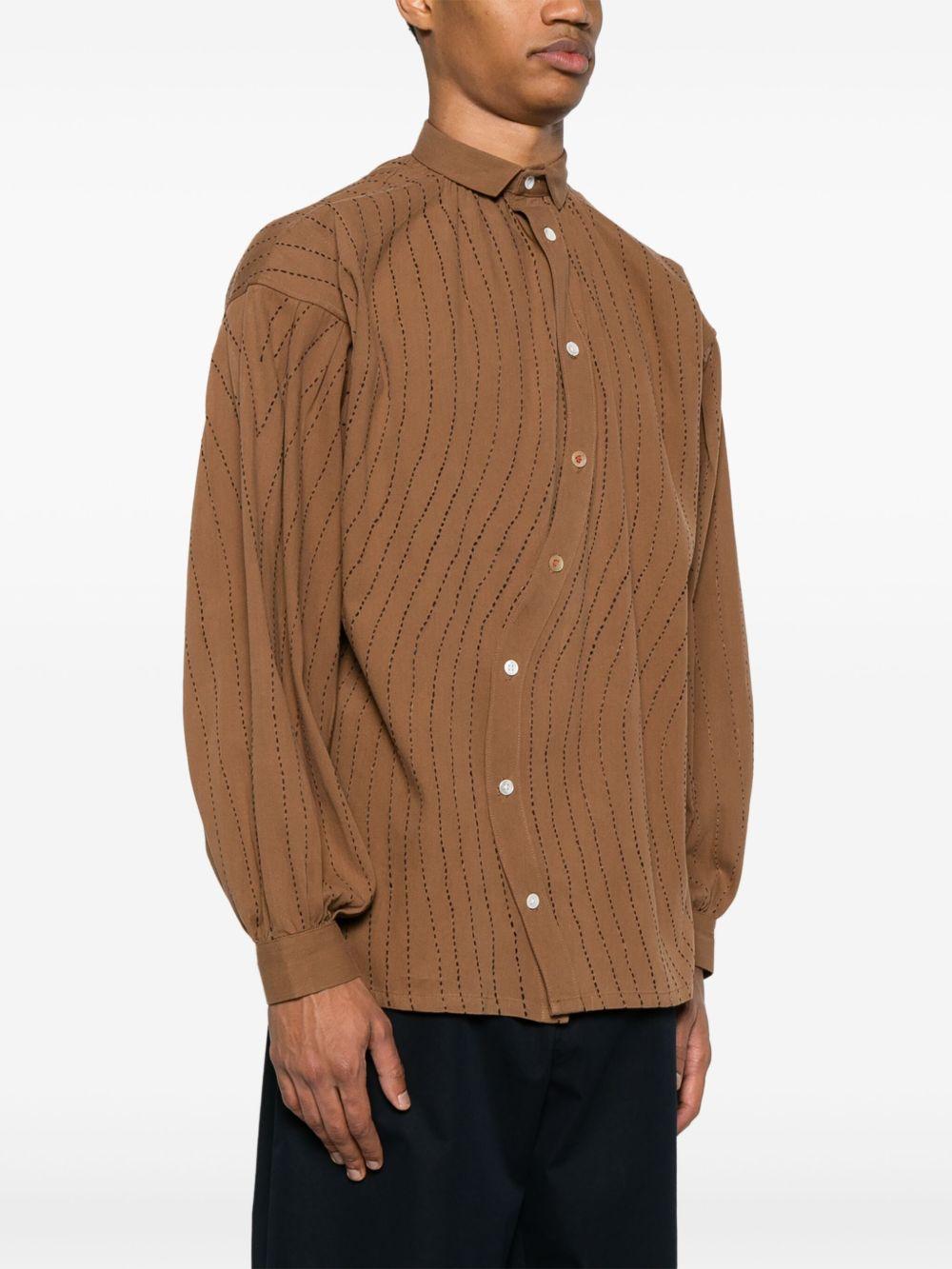 Camicia con cuciture decorative in marrone Glass Cypress - uomo 