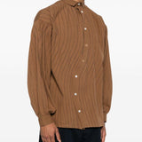Camicia con cuciture decorative in marrone Glass Cypress - uomo 