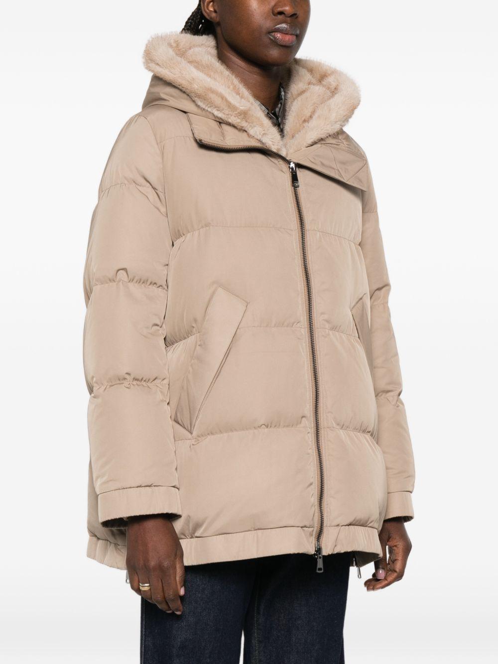 Piumino con cappuccio lou andrea in beige gotha - donna 