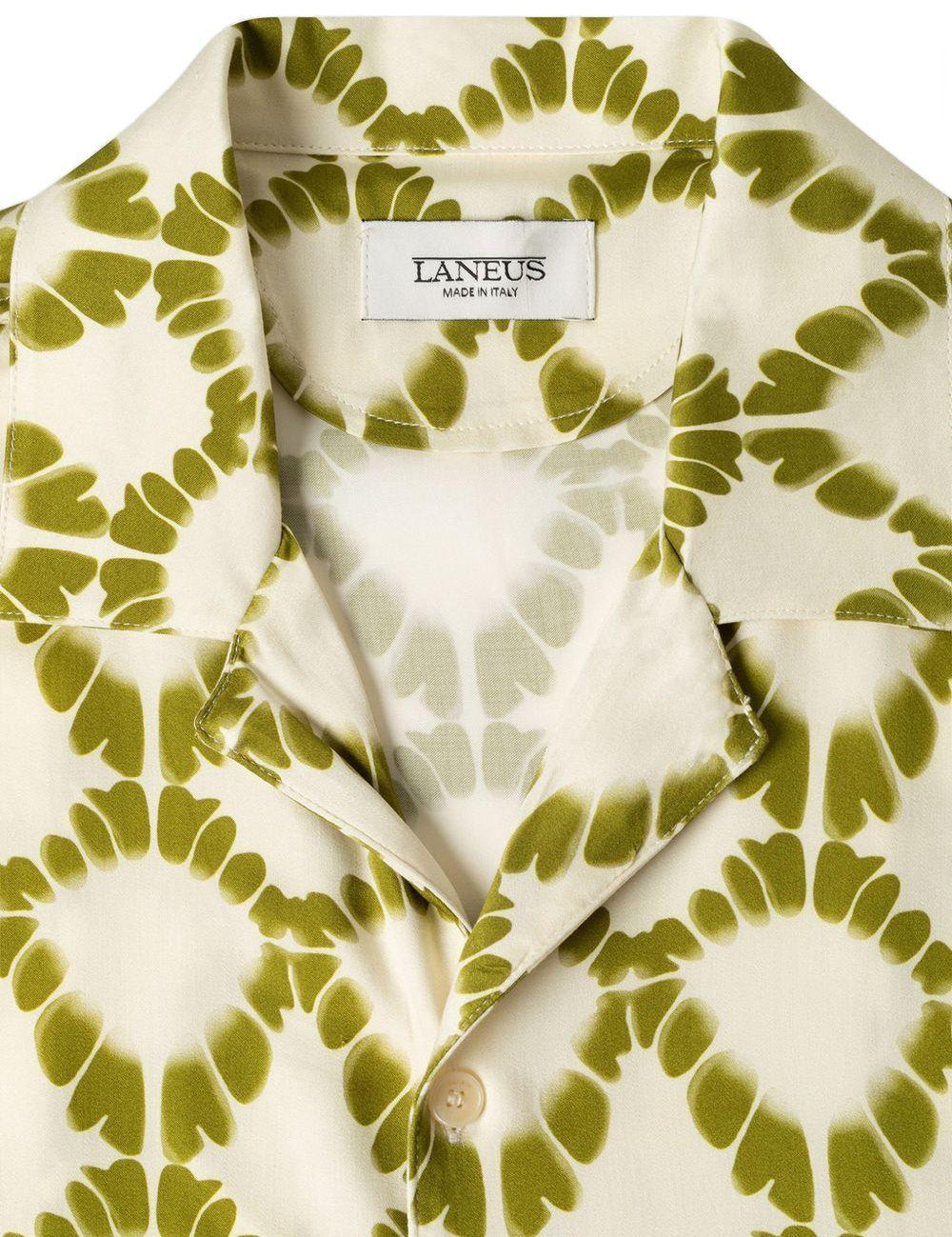 Camicia a fantasia in beige e verde Laneus - uomo 