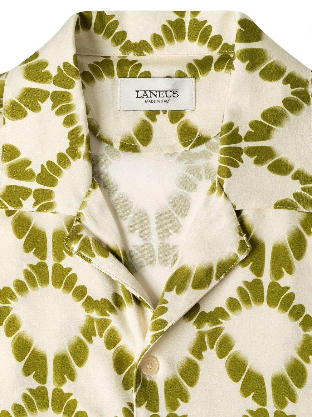 Camicia a fantasia in beige e verde Laneus - uomo 