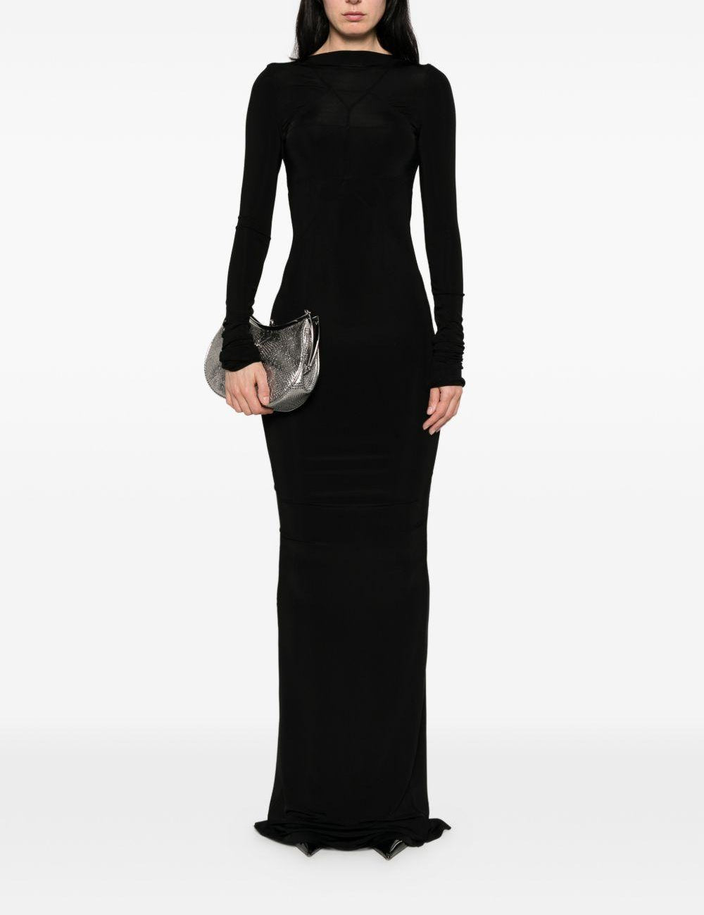 Abito maxi a maniche lunghe Temple in nero Rick owens - donna 