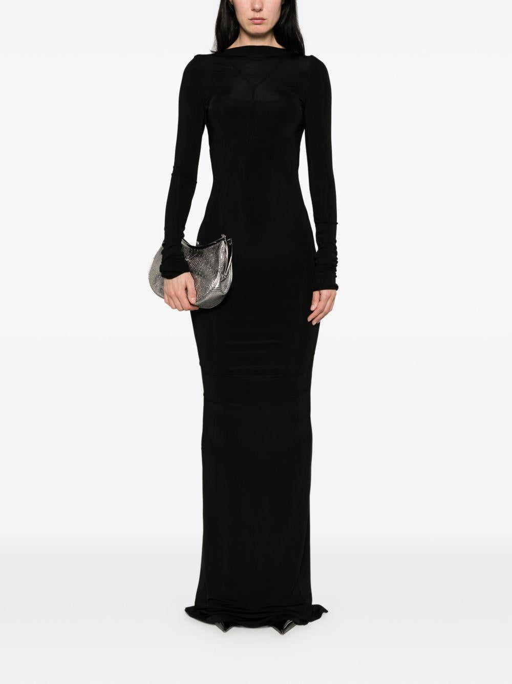 Abito maxi a maniche lunghe Temple in nero Rick owens - donna 
