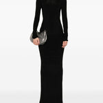 Abito maxi a maniche lunghe Temple in nero Rick owens - donna 