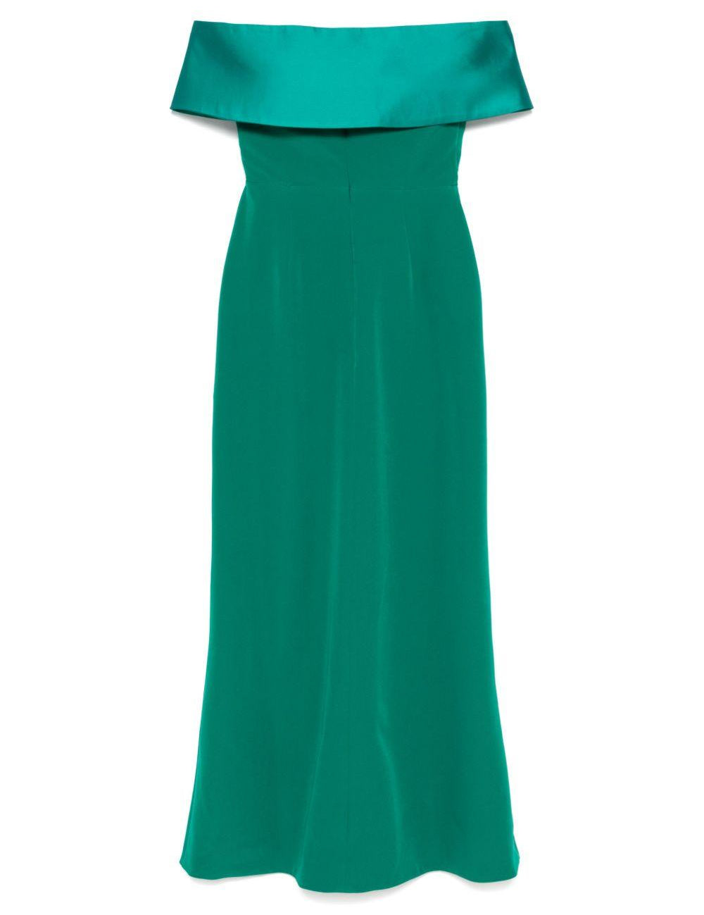 Abito lungo con scollo asimmetrico in verde Rhea Costa - donna 