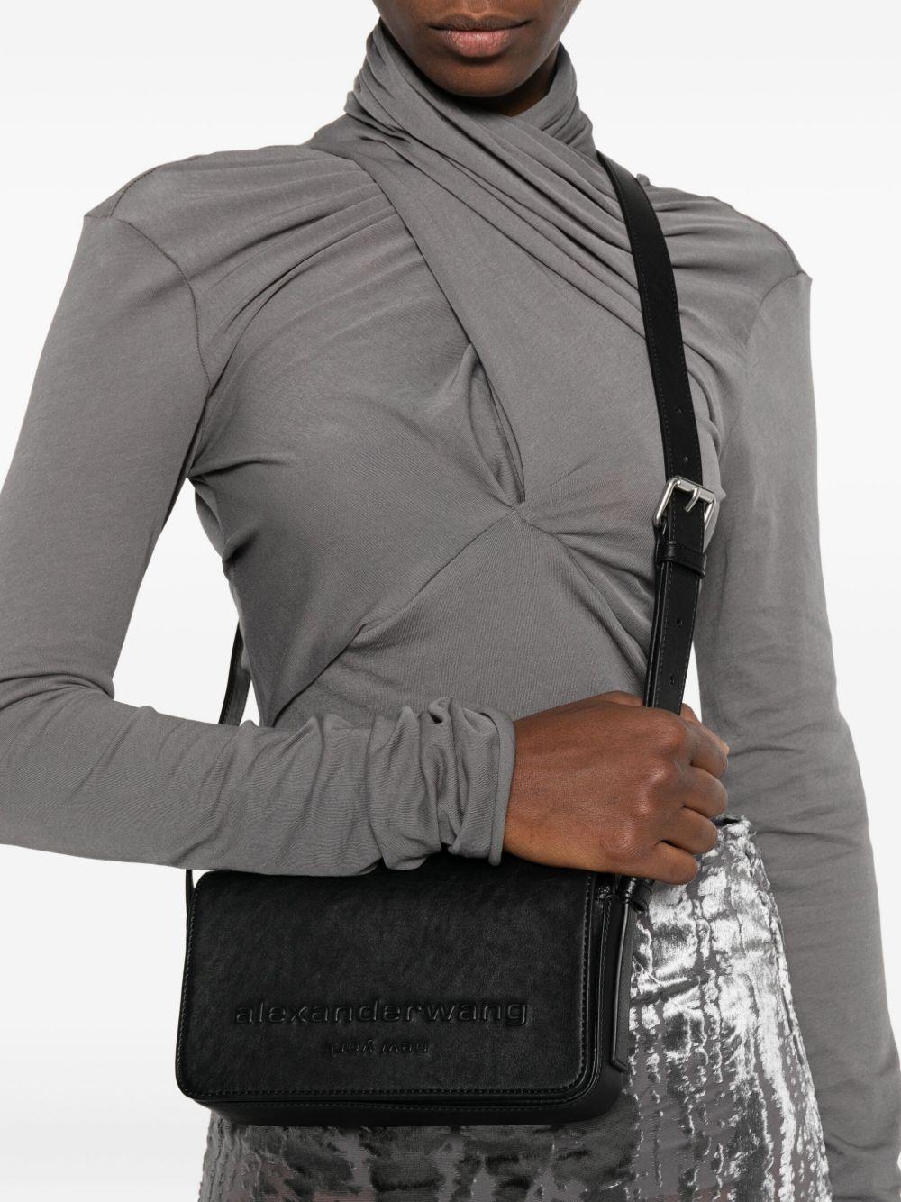 Borsa a tracolla con logo in rilievo in nero Alexander wang  - donna 