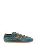 Sneakers in pelle con design a pannelli in verde