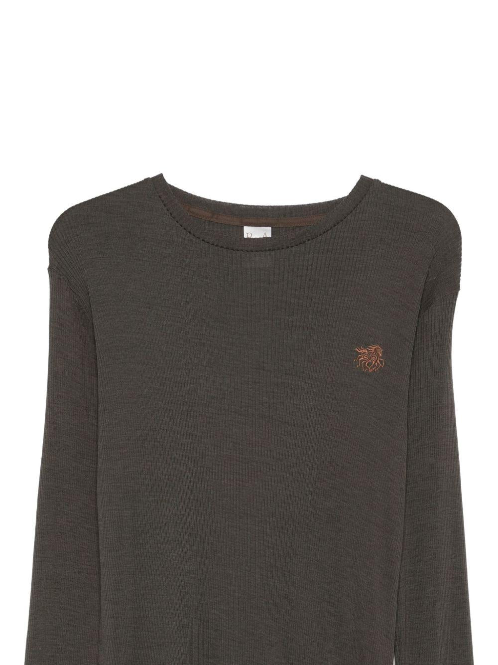 T-shirt a maniche lunghe in marrone Ranra - uomo 