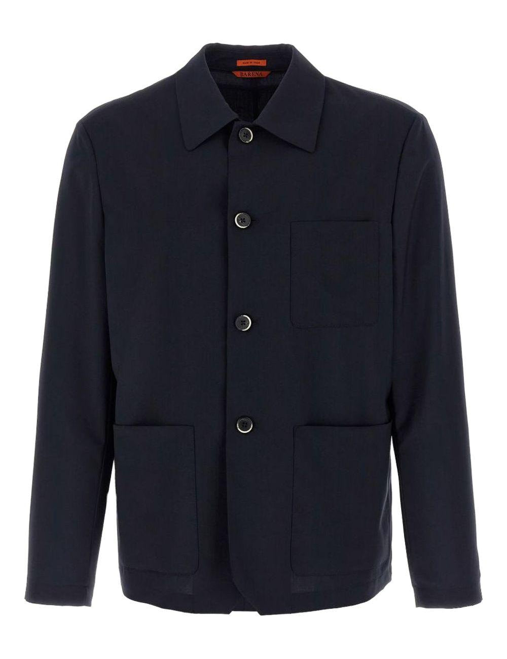 Giacca-camicia in lana blu navy Barena - uomo 