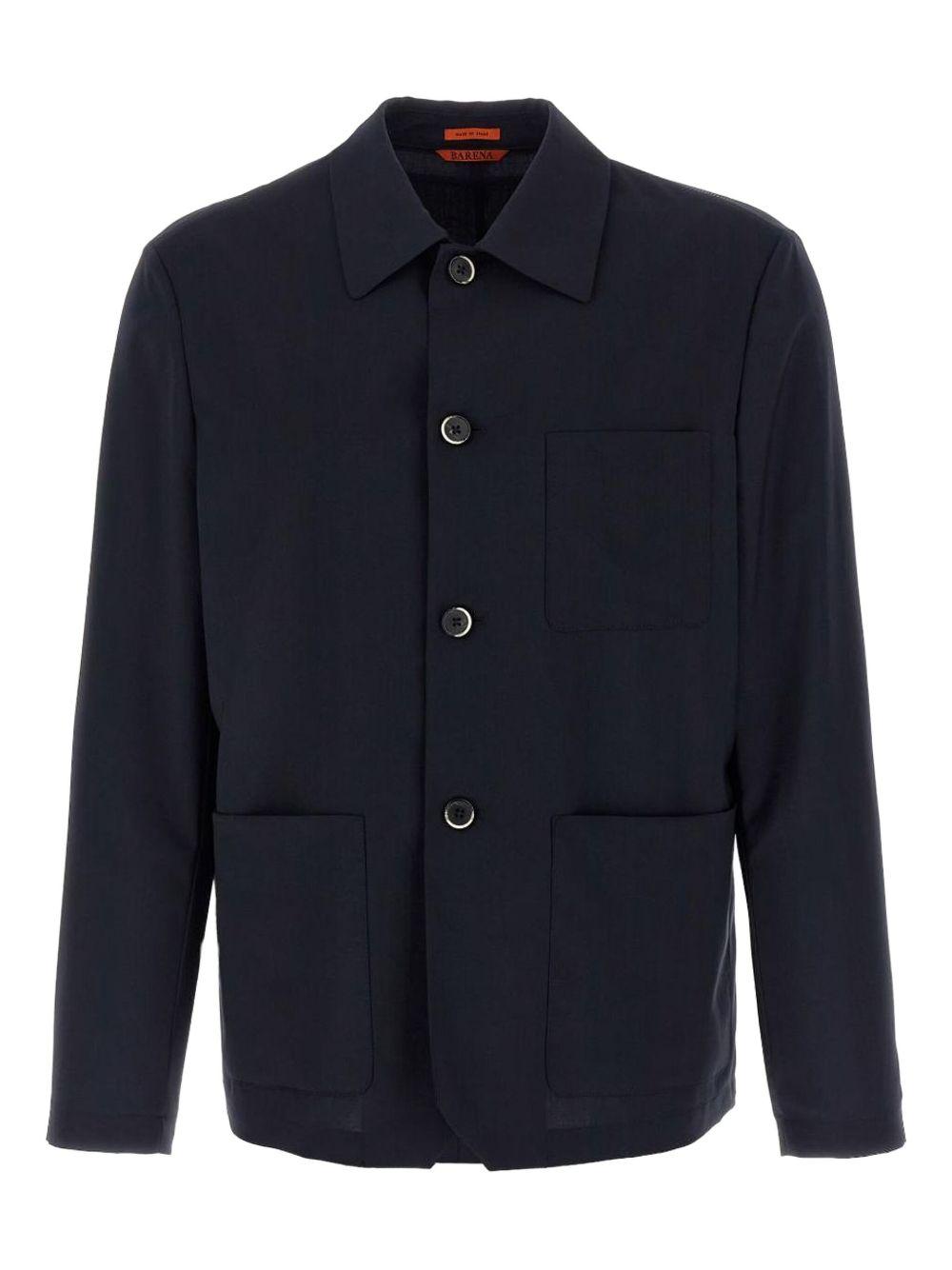 Giacca-camicia in lana blu navy Barena - uomo 