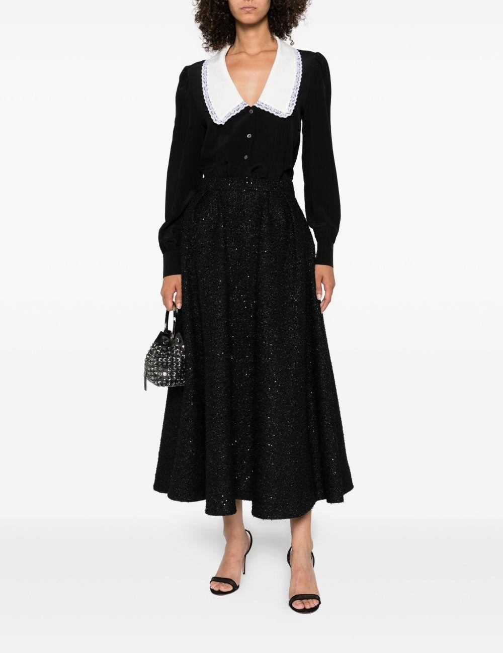 Gonna plissettata con paillettes in nero Alessandra Rich - donna 