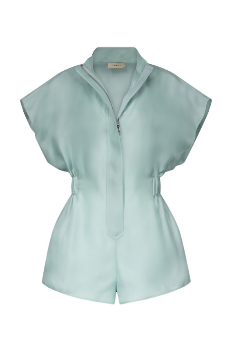 Tuta in seta racer in celeste Temily - donna 