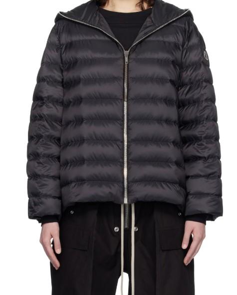 Giacca con cappuccio ziplock in nero Rick Owens x Moncler - unisex<BR/> 