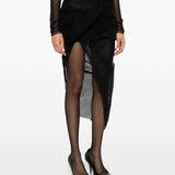 Gonna asimmetrica con design semi-trasparente in nero Rick owens - donna 