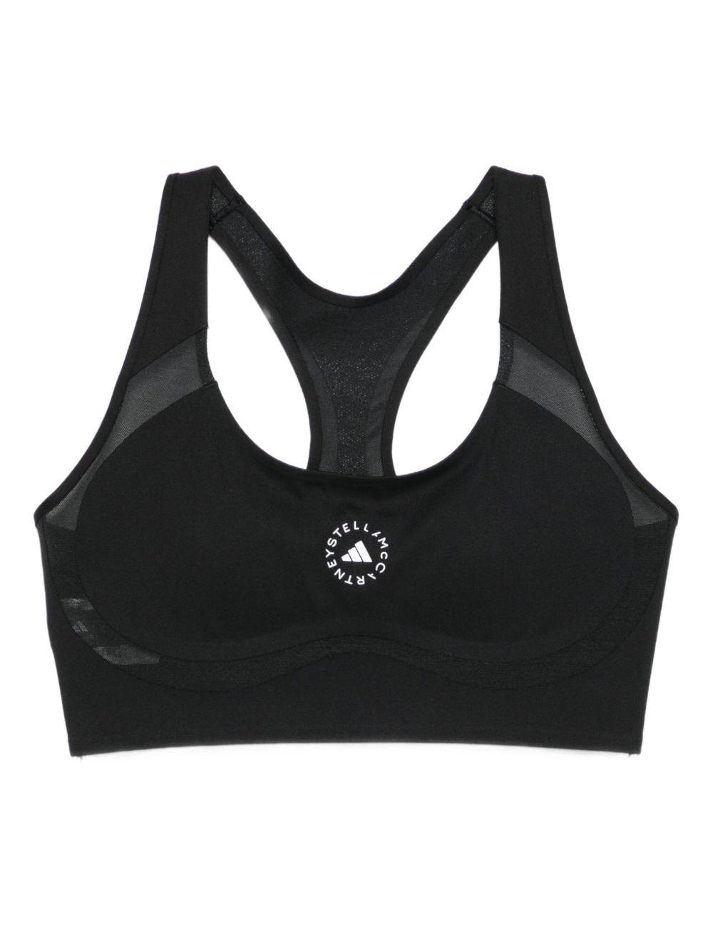 Top sportivo con logo in nero Adidas by stella mc cartney  - donna 