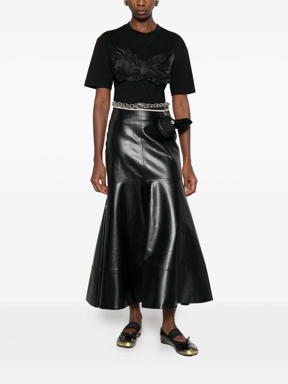 T-shirt con pannelli in raso con volant in nero Simone rocha - donna 