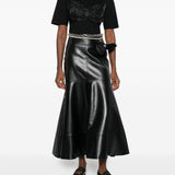 T-shirt con pannelli in raso con volant in nero Simone rocha - donna 